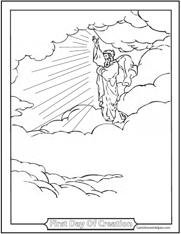 Creation Coloring Pages God Created Heaven Earth Day Page