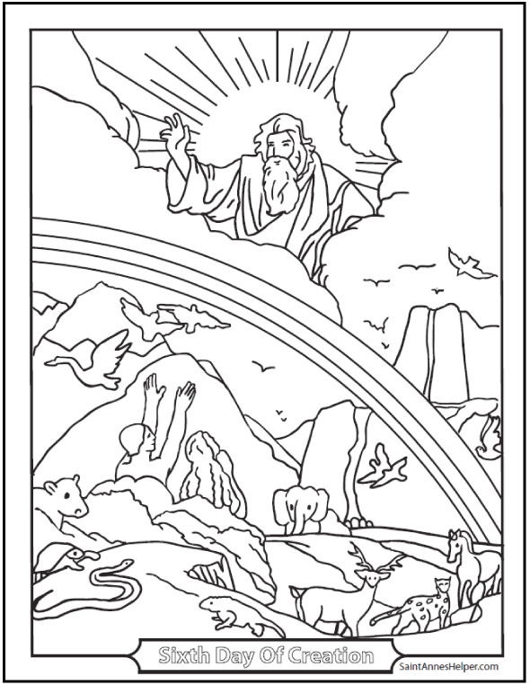 Cute God Created Adam And Eve Coloring Page for Kindergarten