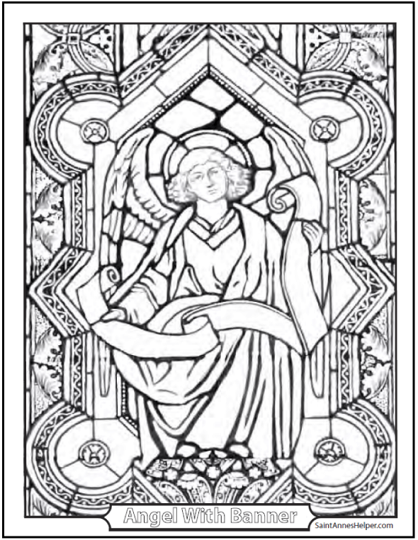 Angel Coloring Page Church Stained Glass Biblical Angel