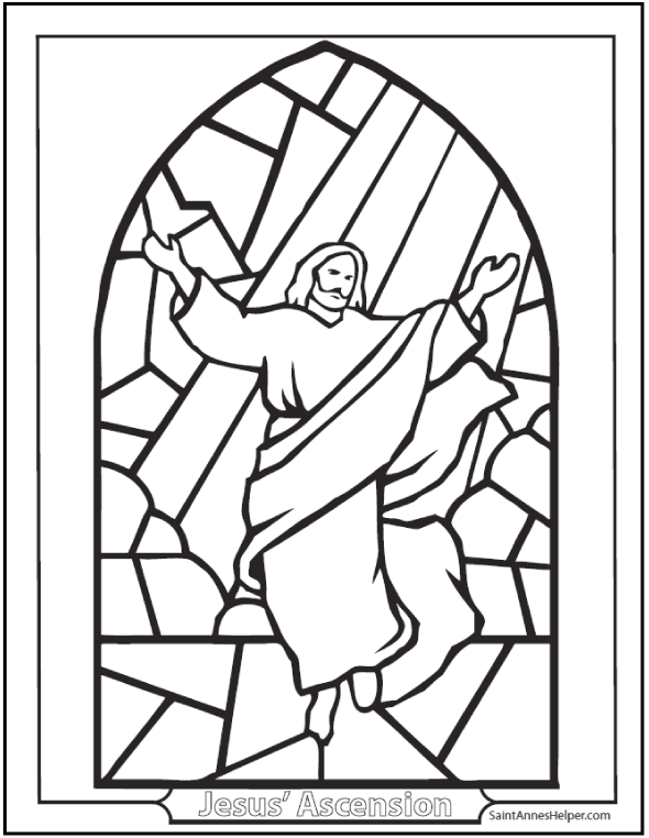 Download Ascension Coloring Page + Jesus Ascending: Stained Glass ...