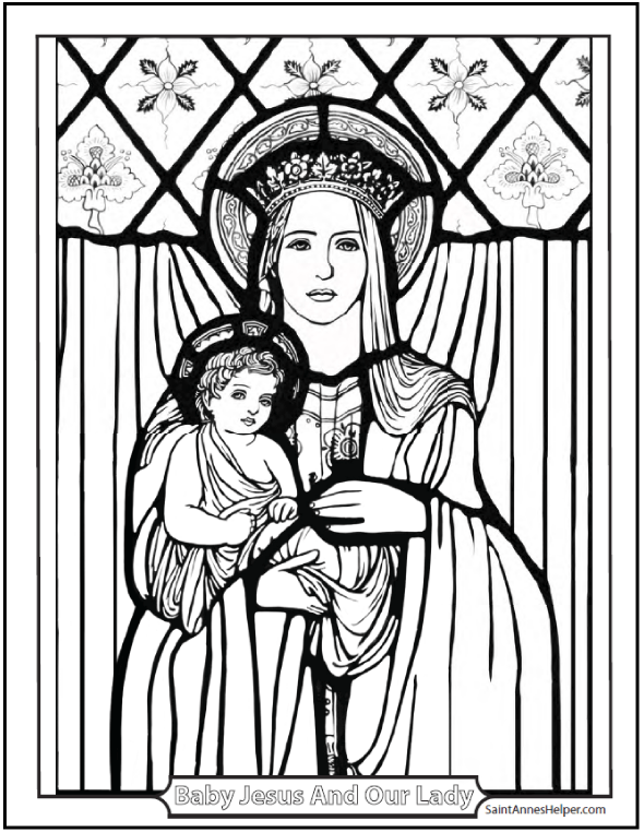 coloring pages of mary and jesus