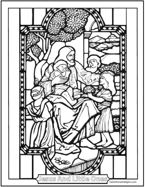 Download Jesus And The Little Children Coloring Page