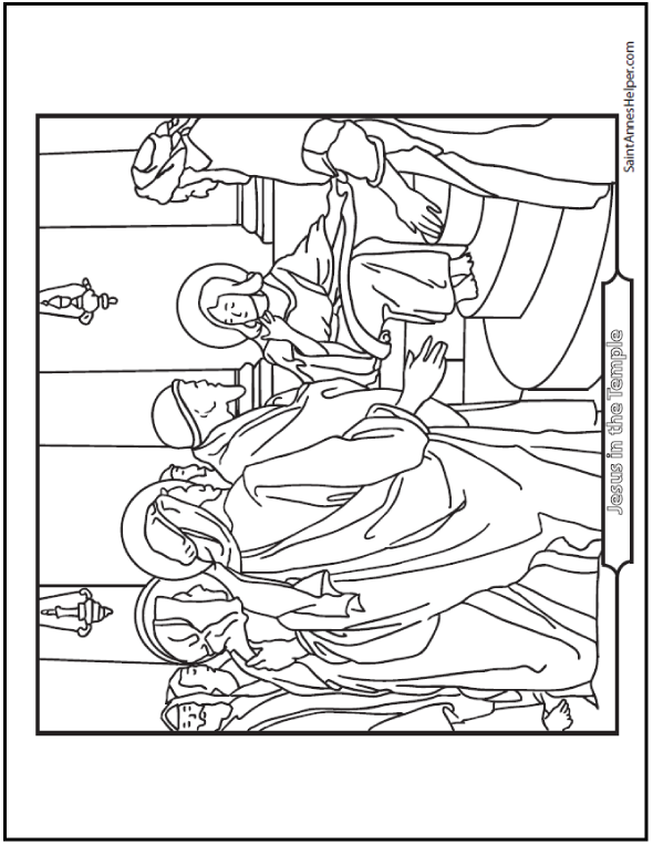 Gambar 40 Rosary Coloring Pages Mysteries Jesus Temple Sheet Baby di ...