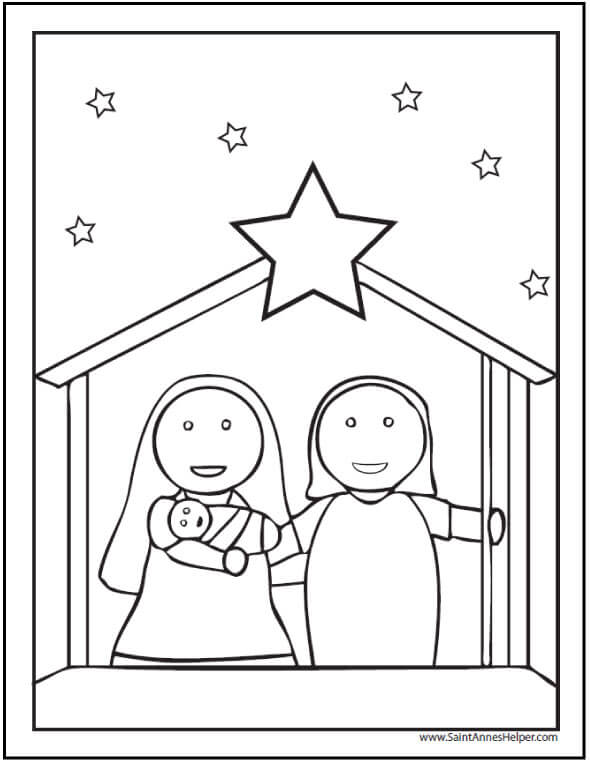 Download Christmas Coloring Pages For Kids: Nativity Scene