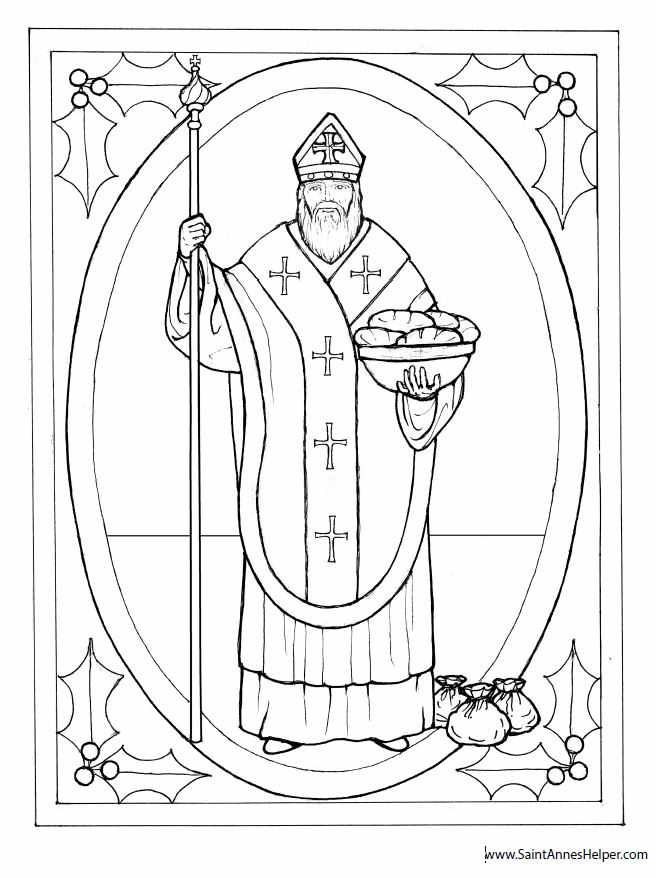 Saint Nicholas Coloring Page Catholic Feast Day December 6