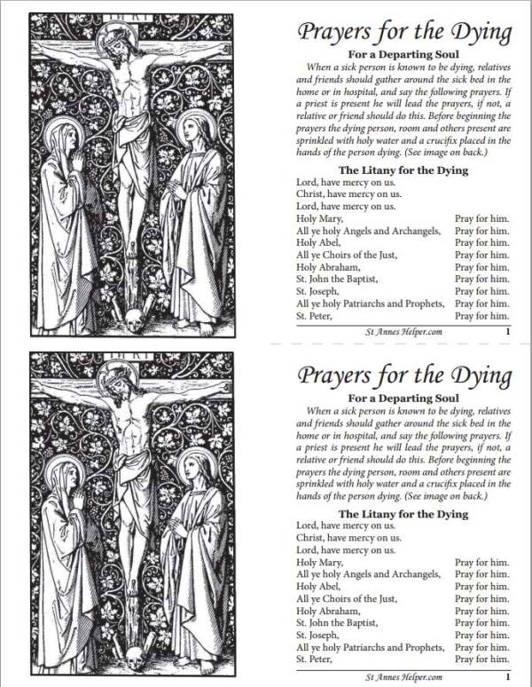 Printable Prayers For The Dying Booklet